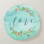 愛は必要なものすべてタイポグラフィとフローラリース ラウンドクッション (裏面)