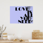愛は必要な全てのタイポグラフィプリント ポスター (キッチン)
