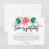 愛は忍耐のウェディング延期 案内ポストカード (正面/裏面)
