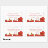 愛は忍耐の赤いバラ 長方形シール (シート)