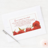 愛は忍耐の赤いバラ 長方形シール (封筒)