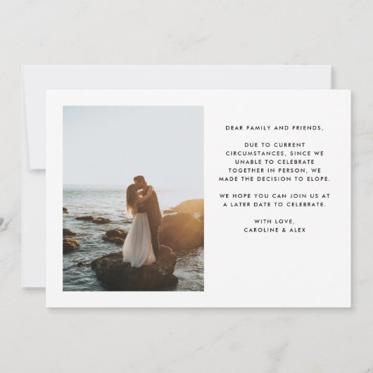 愛は忍耐強いが我々は駆け落ちではない 案内状 (裏面)