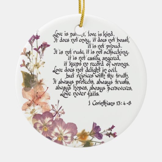 愛は忍耐強いです セラミックオーナメント (正面)