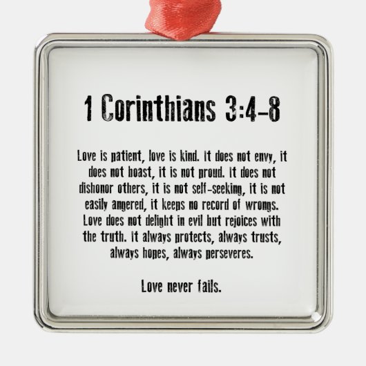 愛は忍耐強いです メタルオーナメント (正面)