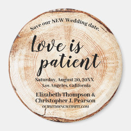 愛は忍耐強いウッドカット救私たちの新しい日付 マグネット