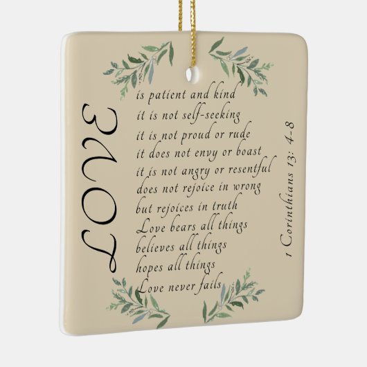 愛は忍耐強いクリスマスツリーオーナメント セラミックオーナメント (右)