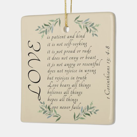 愛は忍耐強いクリスマスツリーオーナメント セラミックオーナメント (左)