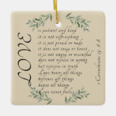 愛は忍耐強いクリスマスツリーオーナメント セラミックオーナメント (正面)