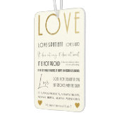 愛は忍耐強いバイブルの詩タイポグラフィ金ゴールドシック カーエアーフレッシュナー (左)