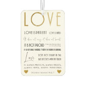 愛は忍耐強いバイブルの詩タイポグラフィ金ゴールドシック カーエアーフレッシュナー (裏面)