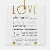愛は忍耐強いバイブルの詩タイポグラフィ金ゴールドシック セラミックオーナメント (裏面)