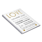 愛は忍耐強いバイブルの詩タイポグラフィ金ゴールドシック ノートブック (右側)