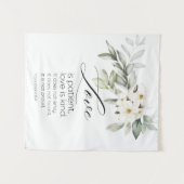 愛は忍耐強いバイブル聖句ホワイトクリスチャンフローラ タペストリー (正面(横))