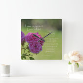 愛は忍耐強いバラです スクエア壁時計 (ホーム)