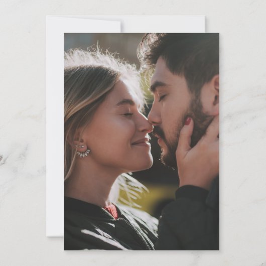 愛は忍耐強いミニマリスト結婚式の日付を保存 セーブザデート (裏面)