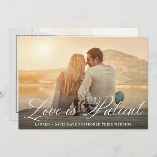 愛は忍耐強いロマンチックな台本の写真結婚。 案内状 (正面/裏面)