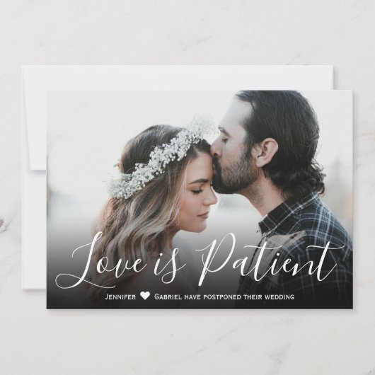 愛は忍耐強い延期結婚発表 招待状 (正面)