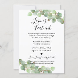 愛は忍耐強い延期結婚発表 招待状