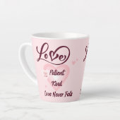 愛は忍耐強い愛は親切で、決して失敗しないティーマグカップ カフェラテマグ (左アングル)