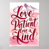 愛は忍耐強い愛は親切なクリスチャンのウォールアート ポスター (正面)