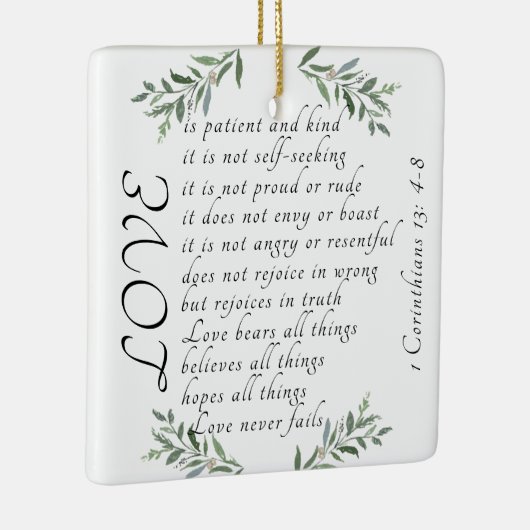 愛は忍耐強い愛は親切なクリスマス装飾である セラミックオーナメント (右)