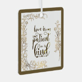 愛は忍耐強い愛は親切な聖書の聖句クリスマス メタルオーナメント (正面右)