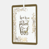 愛は忍耐強い愛は親切な聖書の聖句クリスマス メタルオーナメント (正面左)