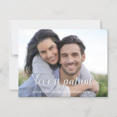 愛は忍耐強い手書きの白い写真 マグネット招待状 (正面)