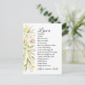 愛は忍耐強い聖書の結婚おめでとう ポストカード (スタンド正面)