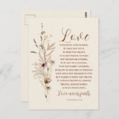 愛は忍耐強い聖書の結婚おめでとう ポストカード (正面/裏面)