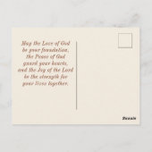 愛は忍耐強い聖書の結婚おめでとう ポストカード (裏面)