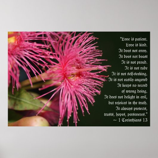 愛は忍耐強い聖書の聖句の結婚賜物である ポスター (正面)