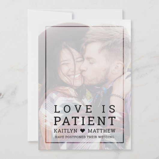 愛は忍耐強い退色フォトミニマリスト延期 セーブザデート (正面)