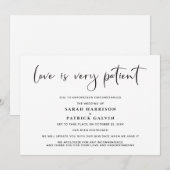 愛は忍耐強い ウェディング延期 エレガント 案内状 (正面/裏面)