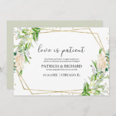 愛は忍耐強い グリーンウェディング ニューデート 招待状 (正面/裏面)