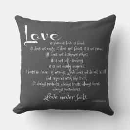愛は忍耐強い (コリントの聖句) 灰色 クッション