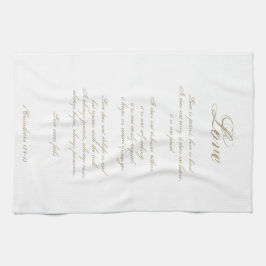 愛は忍耐強い |コリント13 |エレガントアイボリー キッチンタオル