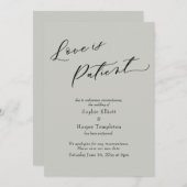 愛は忍耐強い サーゲングリーン 延期 結婚式カード 招待状 (正面/裏面)
