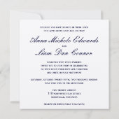 愛は忍耐強い…ネイビー&シルバー書道ハート 招待状 (裏面)