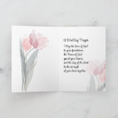 愛は忍耐強い ピンクのチューリップ 聖書 結婚式 カード (内部)