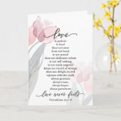 愛は忍耐強い ピンクのチューリップ 聖書 結婚式 カード (黄色い花)