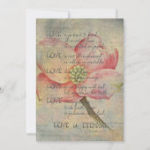 愛は忍耐強い ピンクのヤマボウシの花のウェディング 招待状 (裏面)