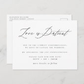 愛は忍耐強い ブラック＆ホワイト 延期された結婚式 インビテーションポストカード (正面/裏面)