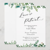 愛は忍耐強い ユーカリ 延期 結婚カード 招待状 (正面/裏面)