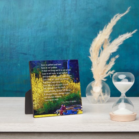 愛は忍耐強い:公園のカップル フォトプラーク (インサイチュ)