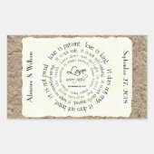 愛は忍耐強い、循環文字の結婚ステッカー 長方形シール (正面)