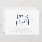 愛は忍耐強い、新しい結婚式の日を変更する 招待状 (正面)