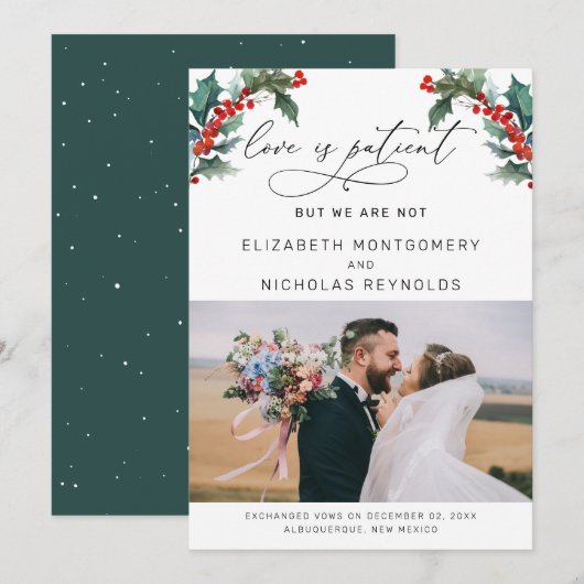 愛は忍耐強い 私たちはそうではない | 結婚発表 招待状 (正面/裏面)