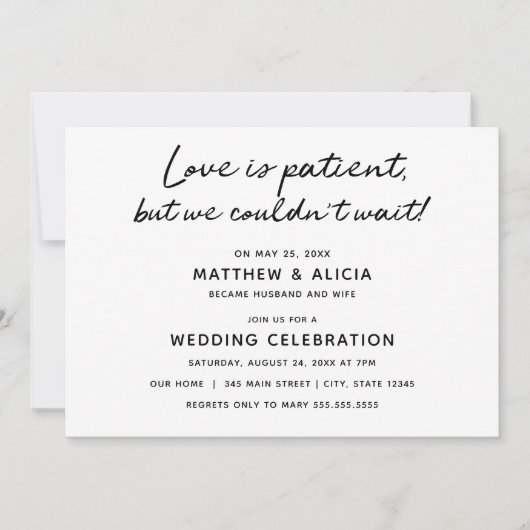 愛は忍耐強い 結婚発表 披露宴 招待状 (正面)