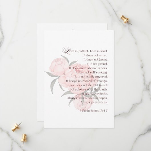 愛は忍耐強い - 花の聖書の節 Save the Date セーブザデート (正面/裏面インサイチュ)